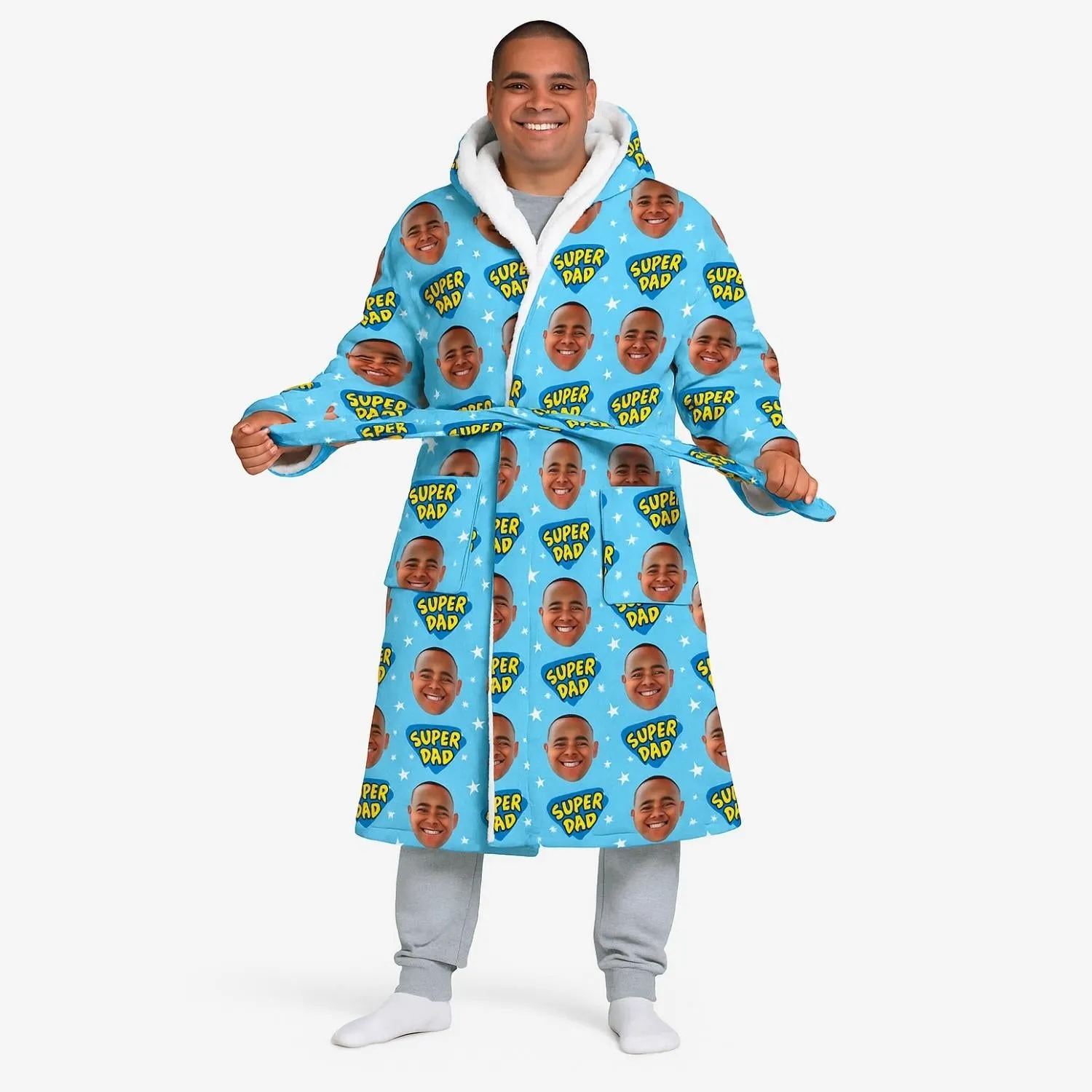 Super Dad Personalised Dressing Gown sold by Super Socks product image thumbnail 2