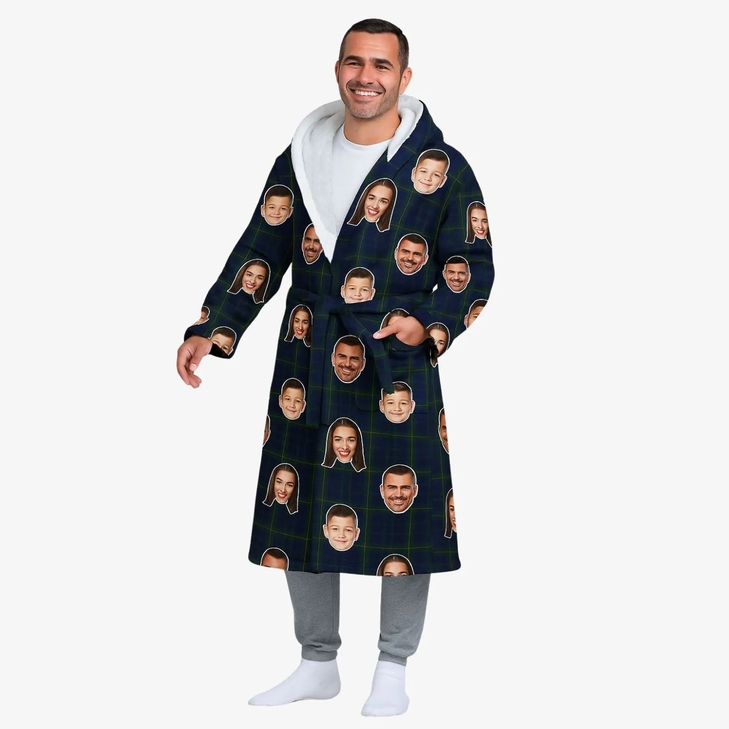 Navy Tartan Personalised Dressing Gown sold by Super Socks product image thumbnail 2