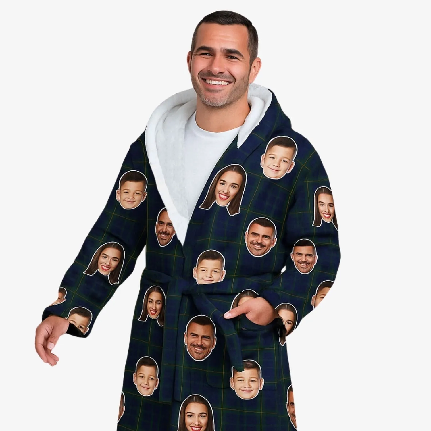 Navy Tartan Personalised Dressing Gown sold by Super Socks