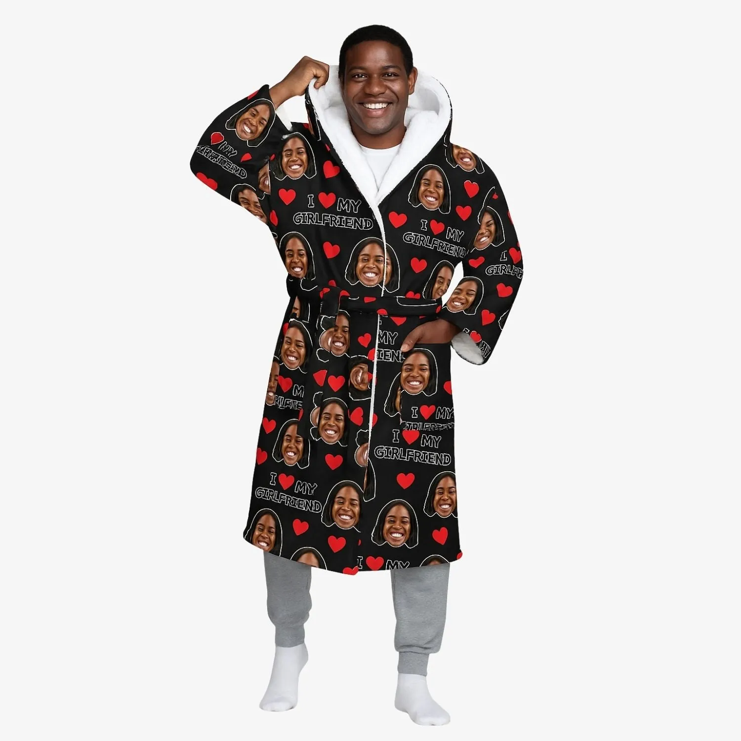 I Love My Girlfriend Personalised Dressing Gown sold by Super Socks product image thumbnail 2