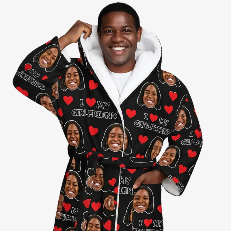 I Love My Girlfriend Personalised Dressing Gown sold by Super Socks