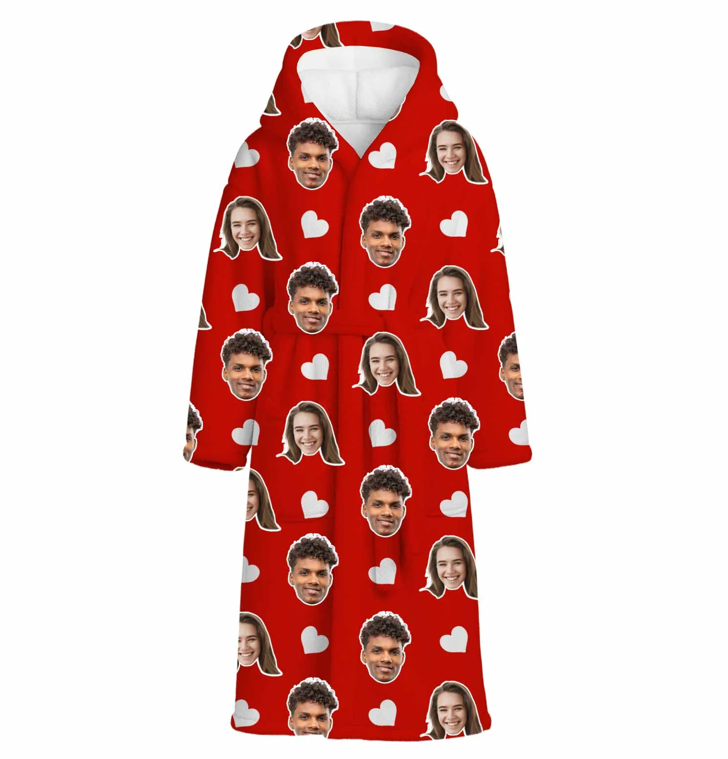 White Hearts Personalised Dressing Gown sold by Super Socks product image thumbnail 3