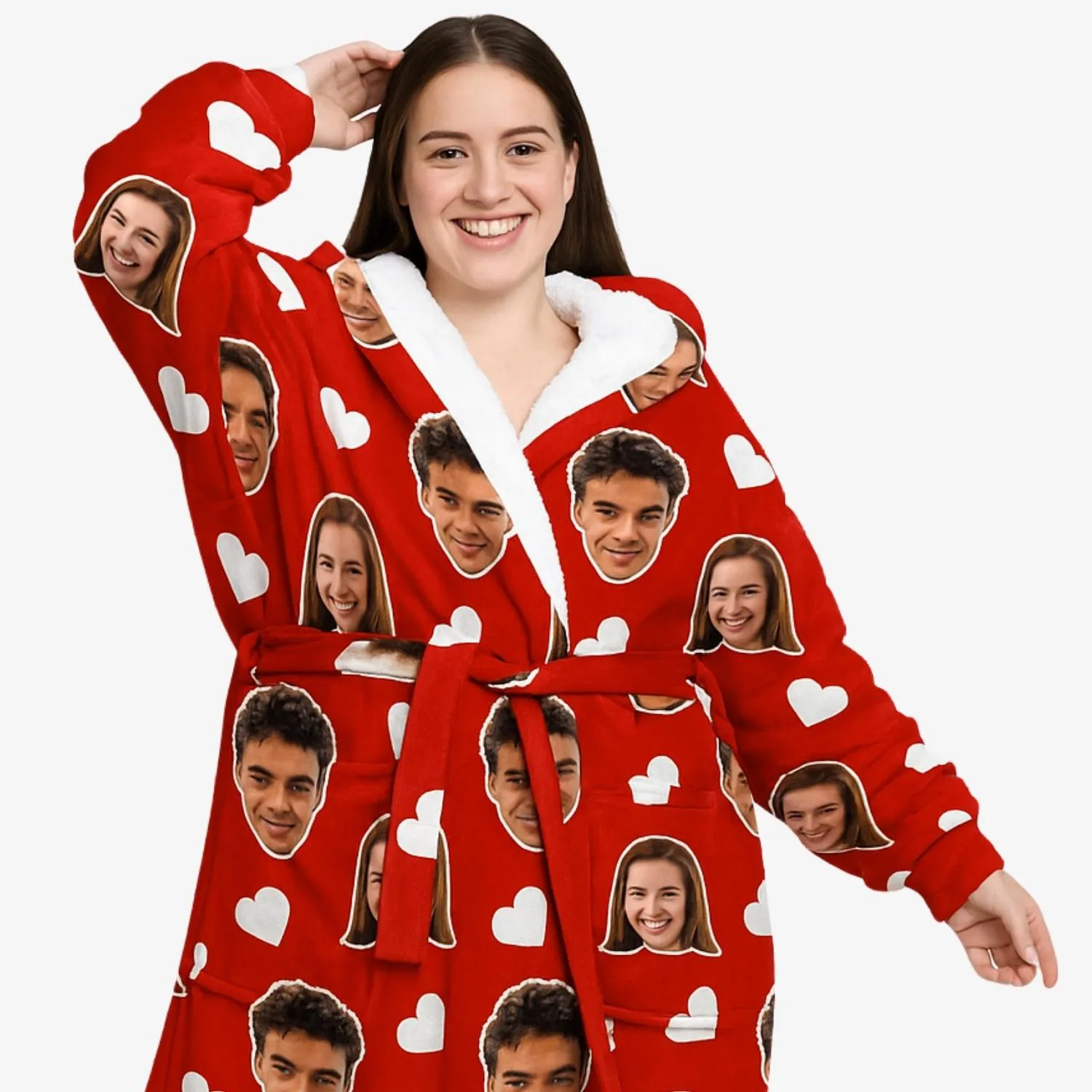 White Hearts Personalised Dressing Gown sold by Super Socks