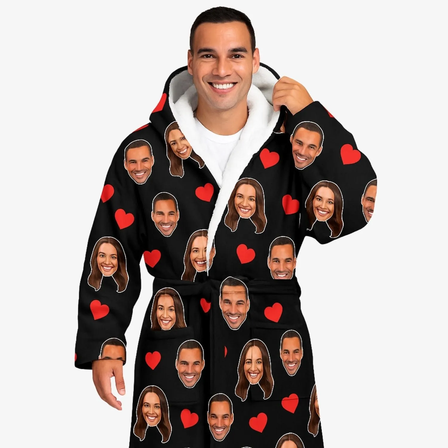 Red Hearts Personalised Dressing Gown sold by Super Socks