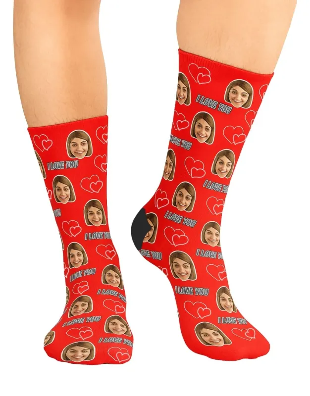 Personalised I Love You Socks with Photo Upload sold by Super Socks
