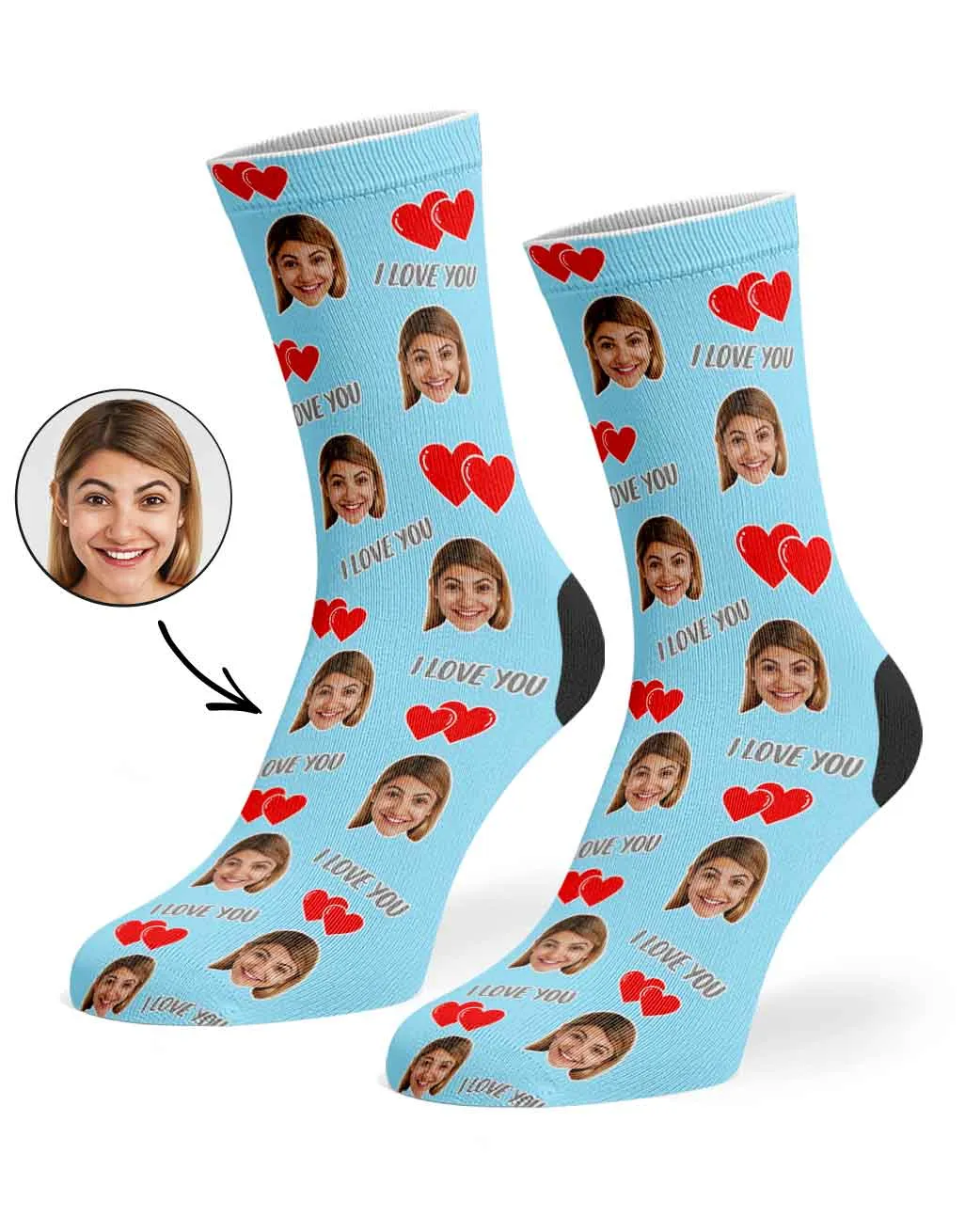 Personalised I Love You Socks with Photo Upload sold by Super Socks product image thumbnail 3