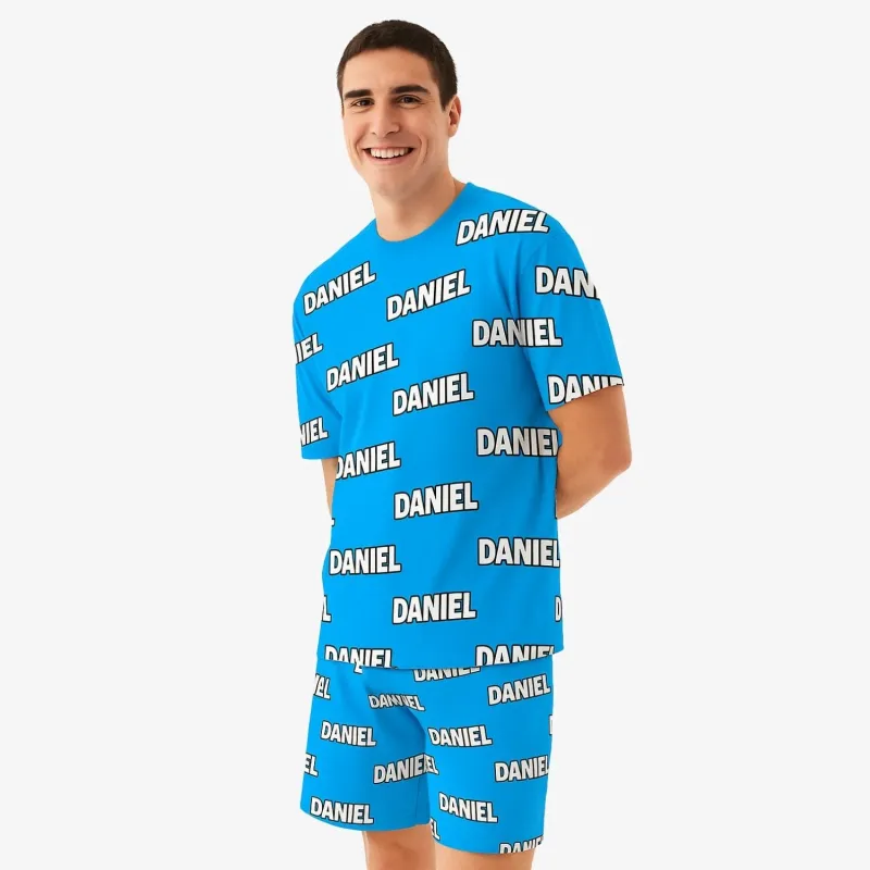 Your Name All Over Men's Personalised PJs - Shorts Set sold by Super Socks
