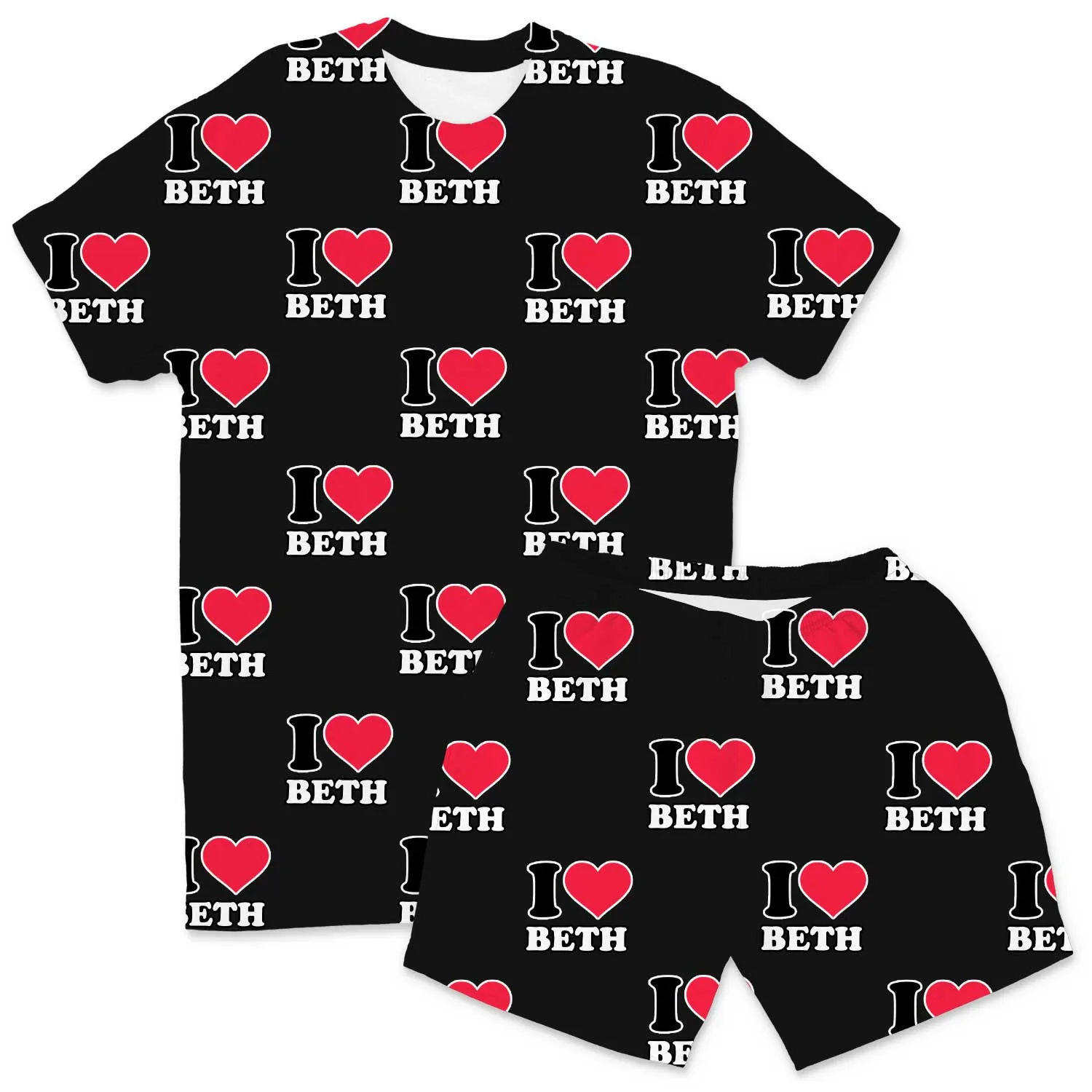 Men's I Heart Name Personalised PJs - Shorts Set sold by Super Socks product image thumbnail 3