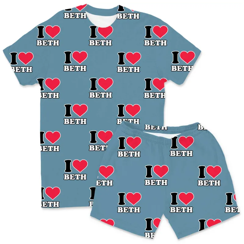 Men's I Heart Name Personalised PJs - Shorts Set sold by Super Socks