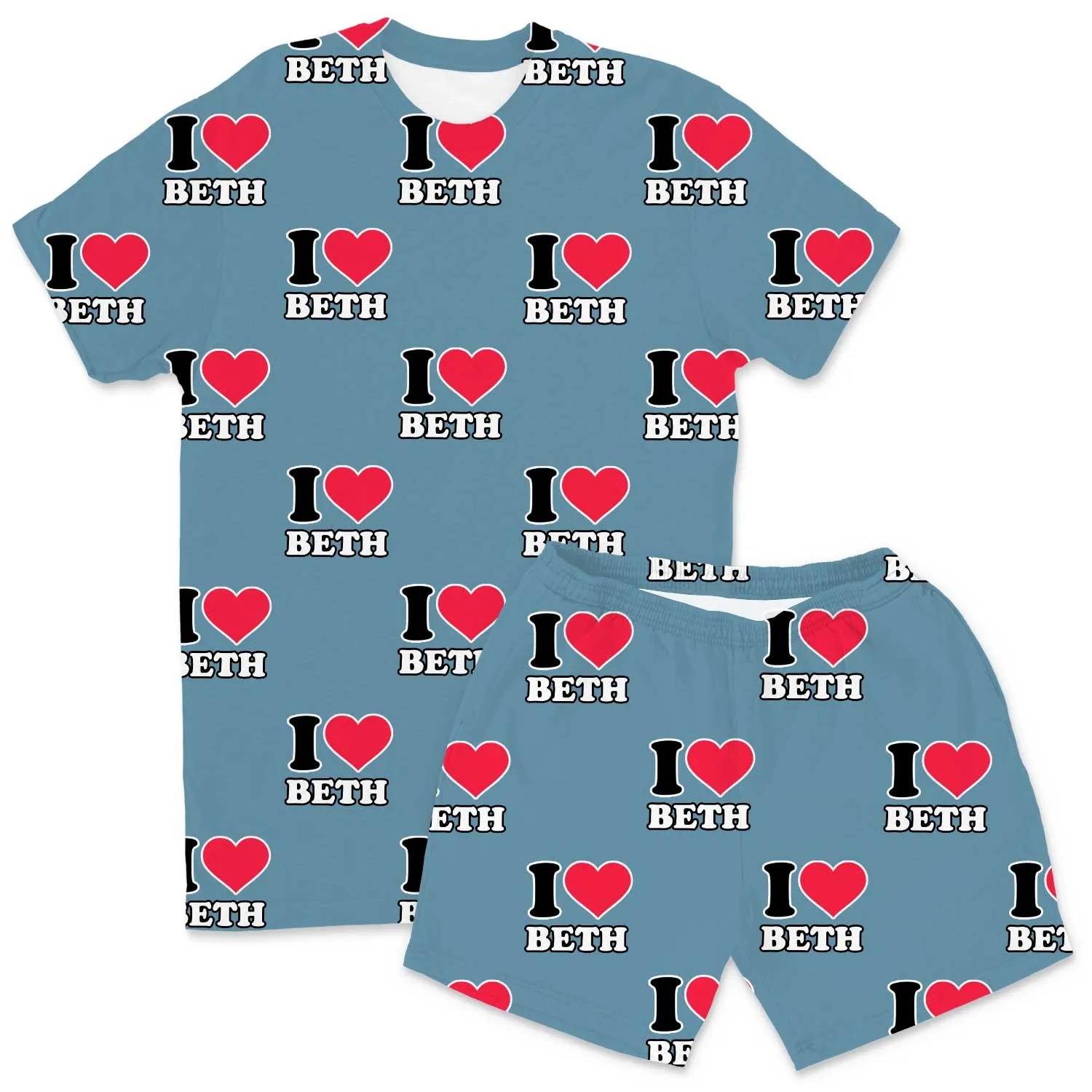 Men's I Heart Name Personalised PJs - Shorts Set sold by Super Socks