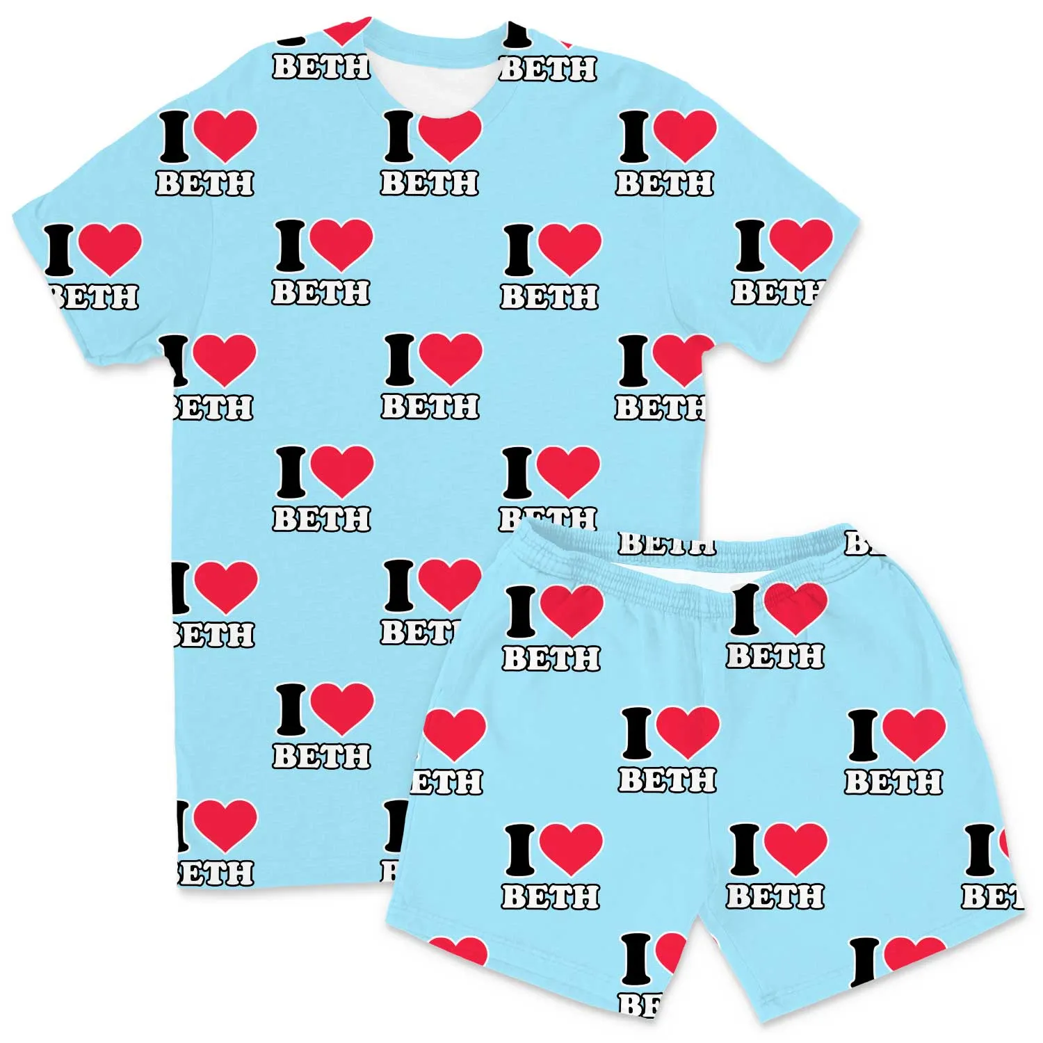 Men's I Heart Name Personalised PJs - Shorts Set sold by Super Socks product image thumbnail 2