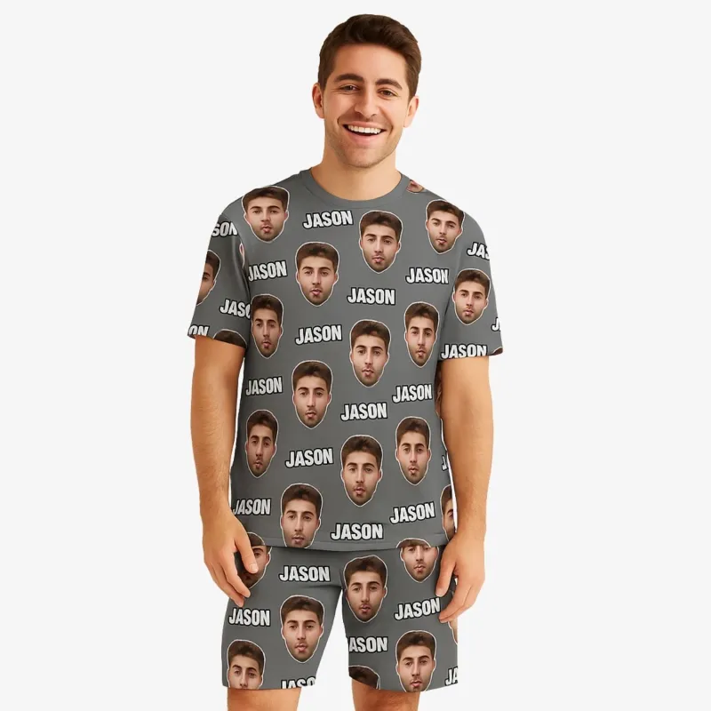 Your Face & Name Men's Personalised PJs - Shorts Set sold by Super Socks