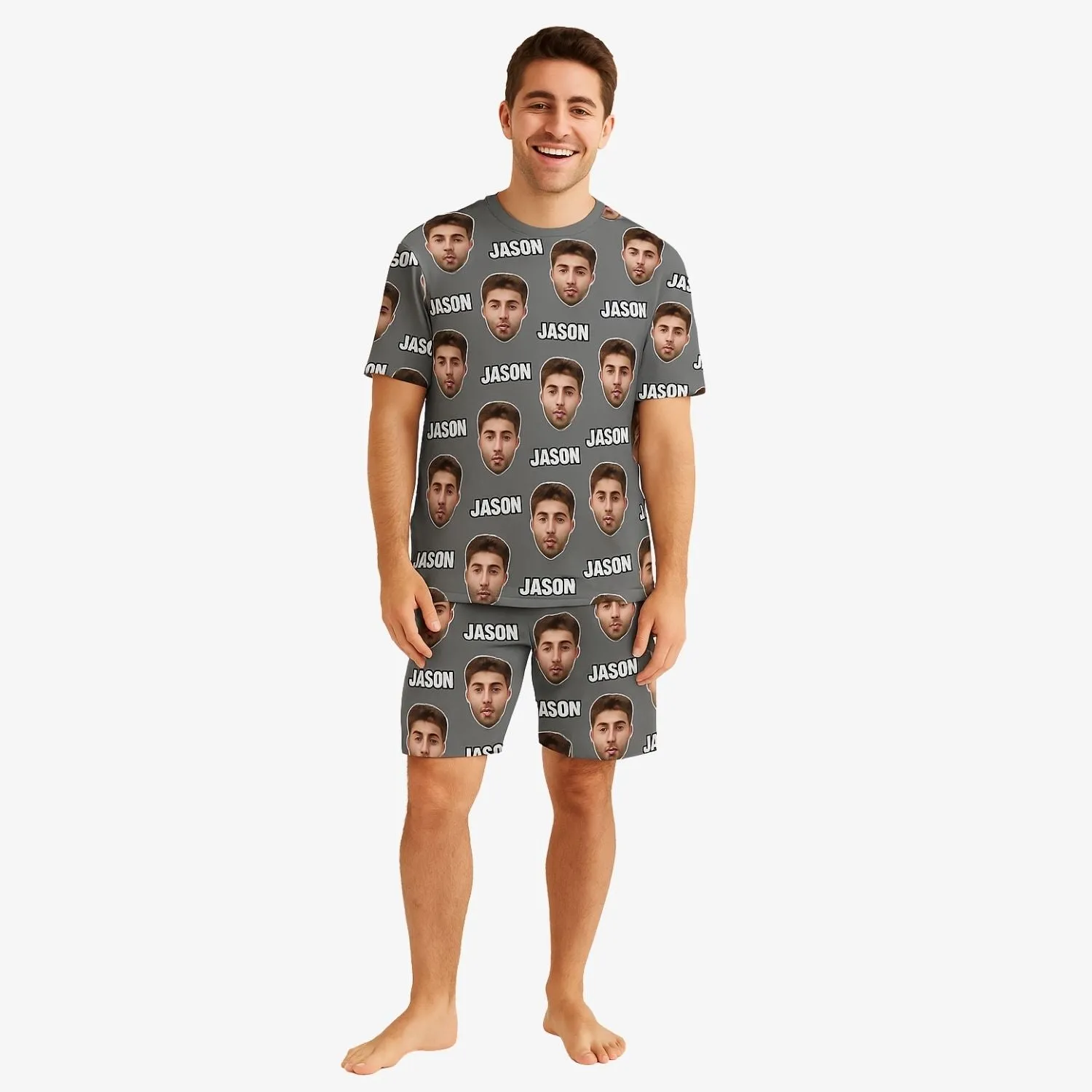 Your Face & Name Men's Personalised PJs - Shorts Set sold by Super Socks product image thumbnail 2
