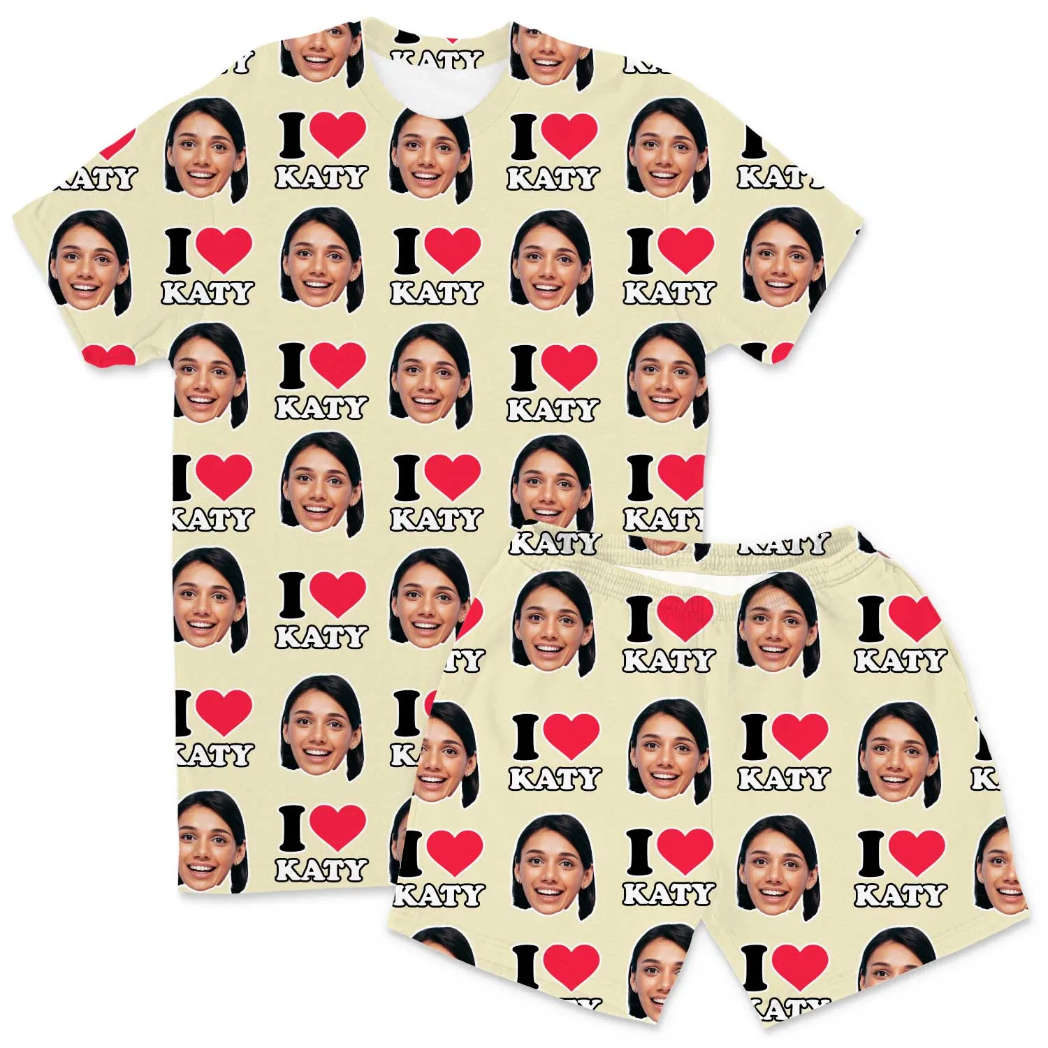 I Heart Name & Face Men's Personalised PJs - Shorts Set sold by Super Socks product image thumbnail 5