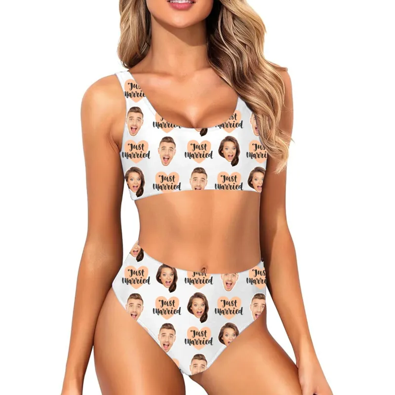 Just Married Custom Made Bikini Set sold by Super Socks