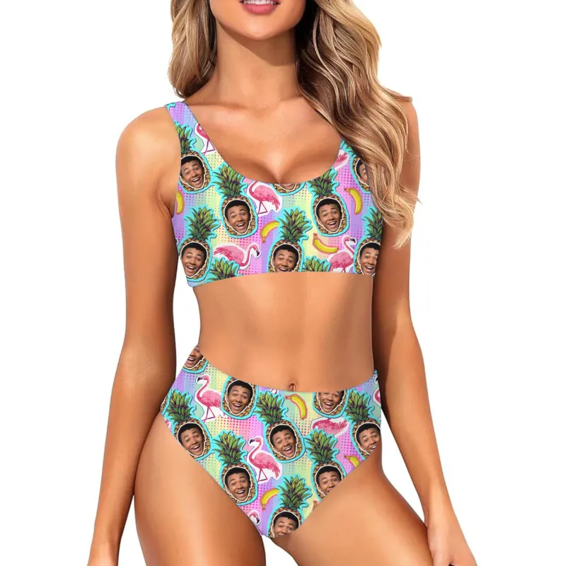 Pineapple Face Custom Made Bikini Set sold by Super Socks