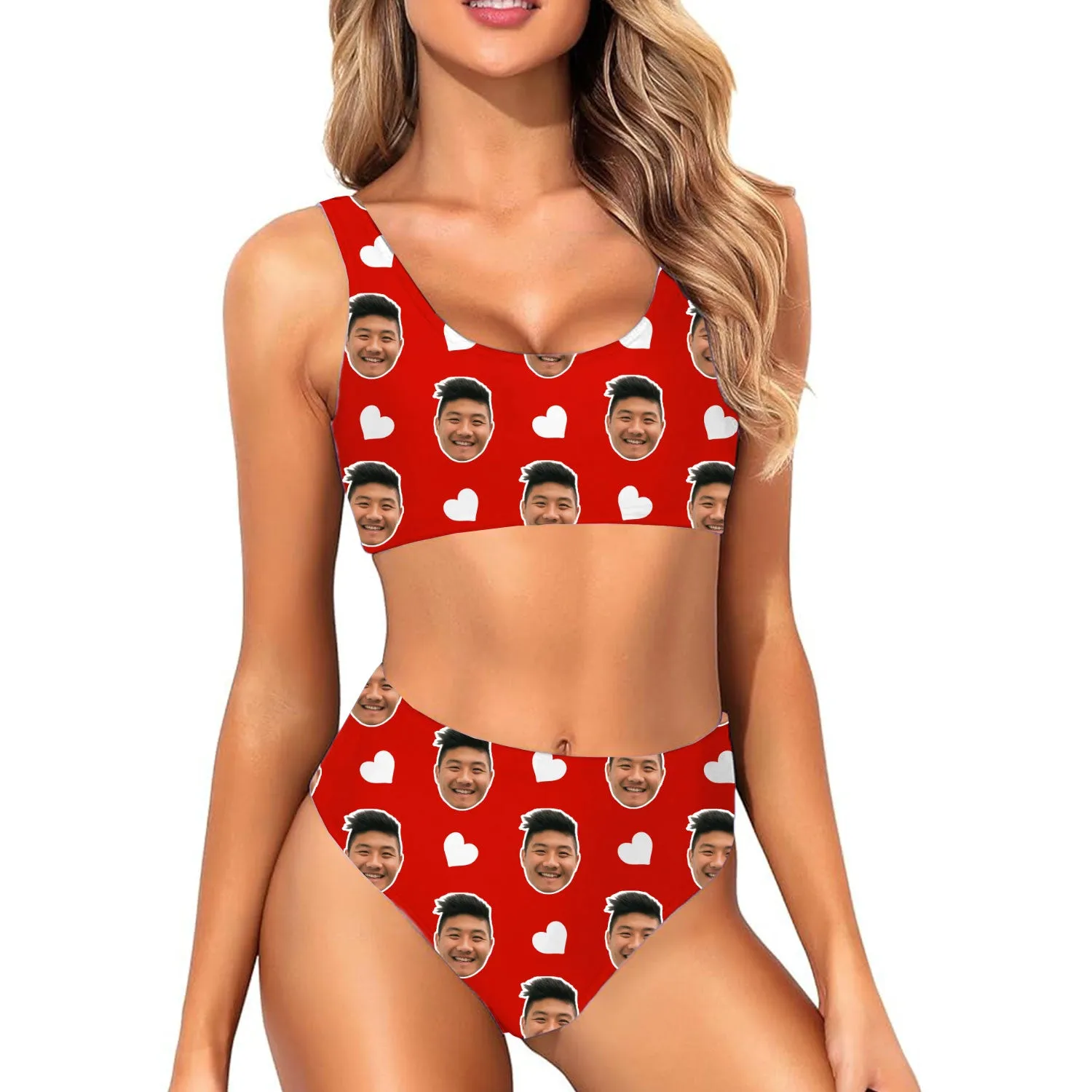 White Hearts Custom Made Bikini Set sold by Super Socks