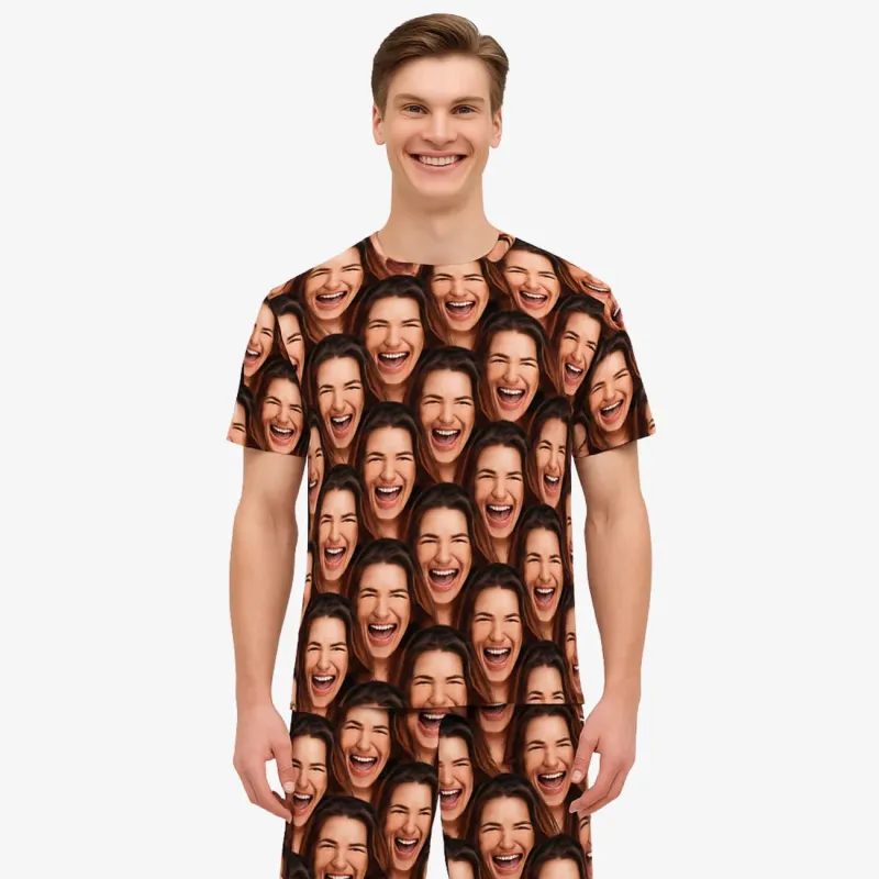 Men's Face Mash Pyjamas - Shorts Set sold by Super Socks