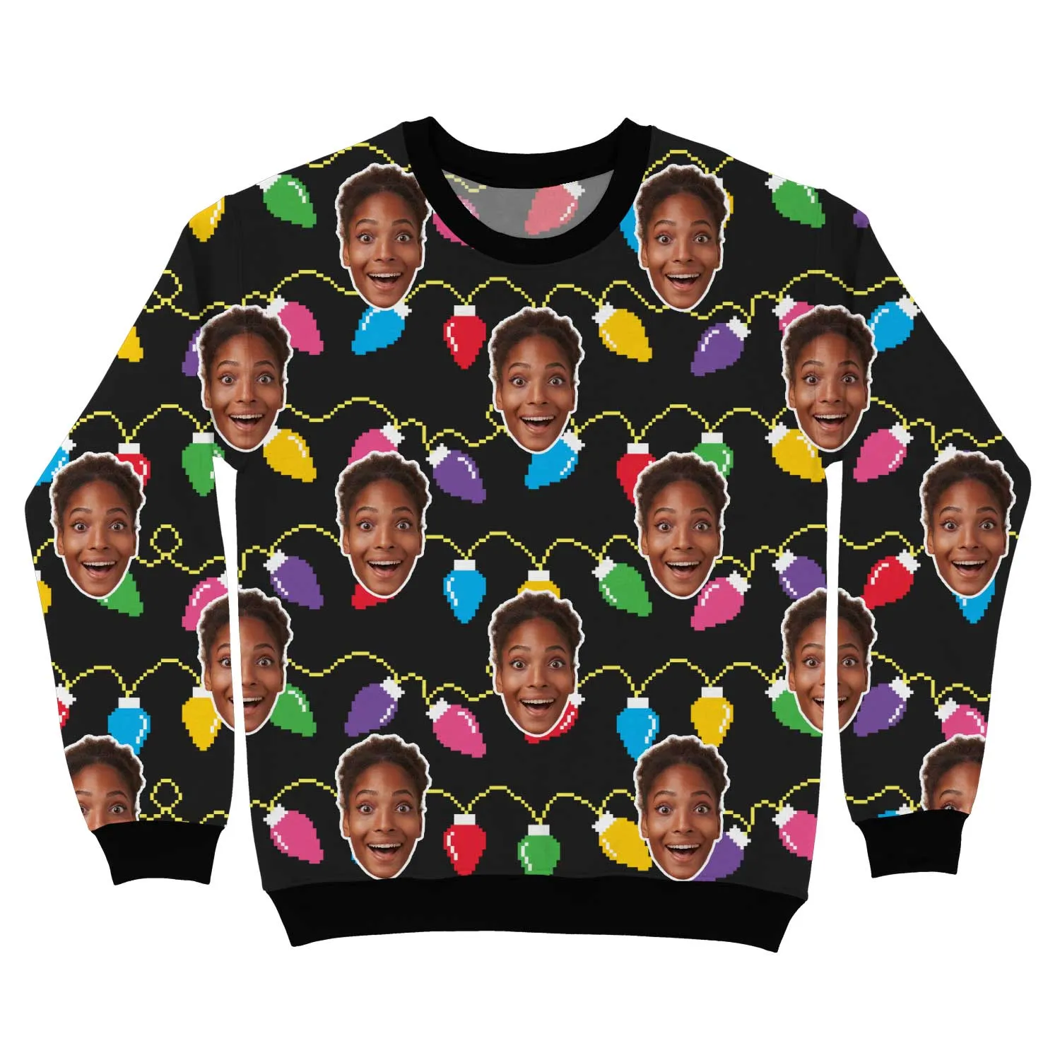 Your Face Xmas Lights Personalised Christmas Jumper sold by Super Socks product image thumbnail 2