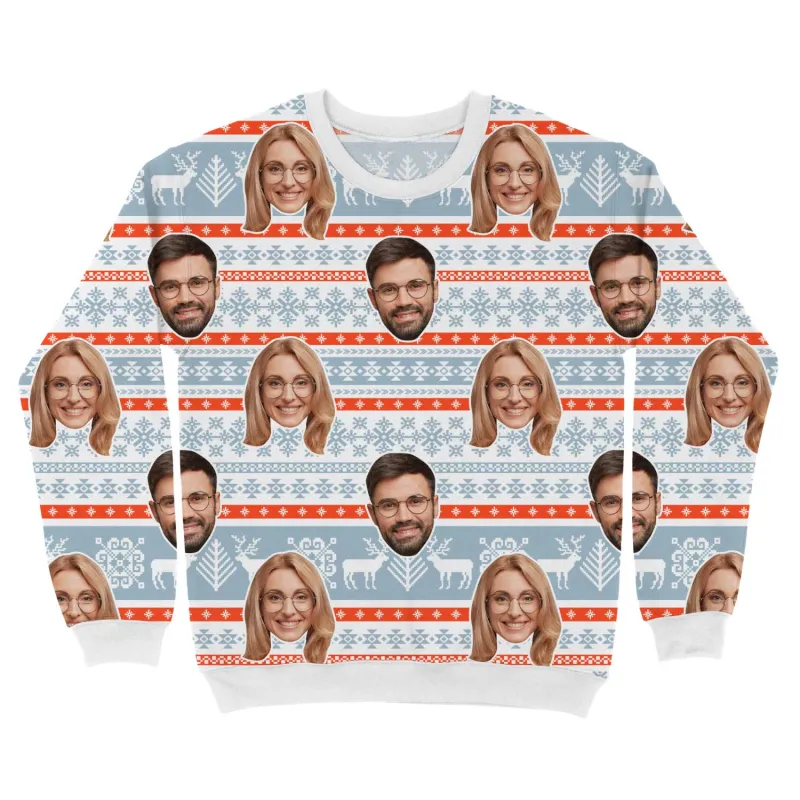Your Face Nordic Reindeer Personalised Christmas Jumper sold by Super Socks