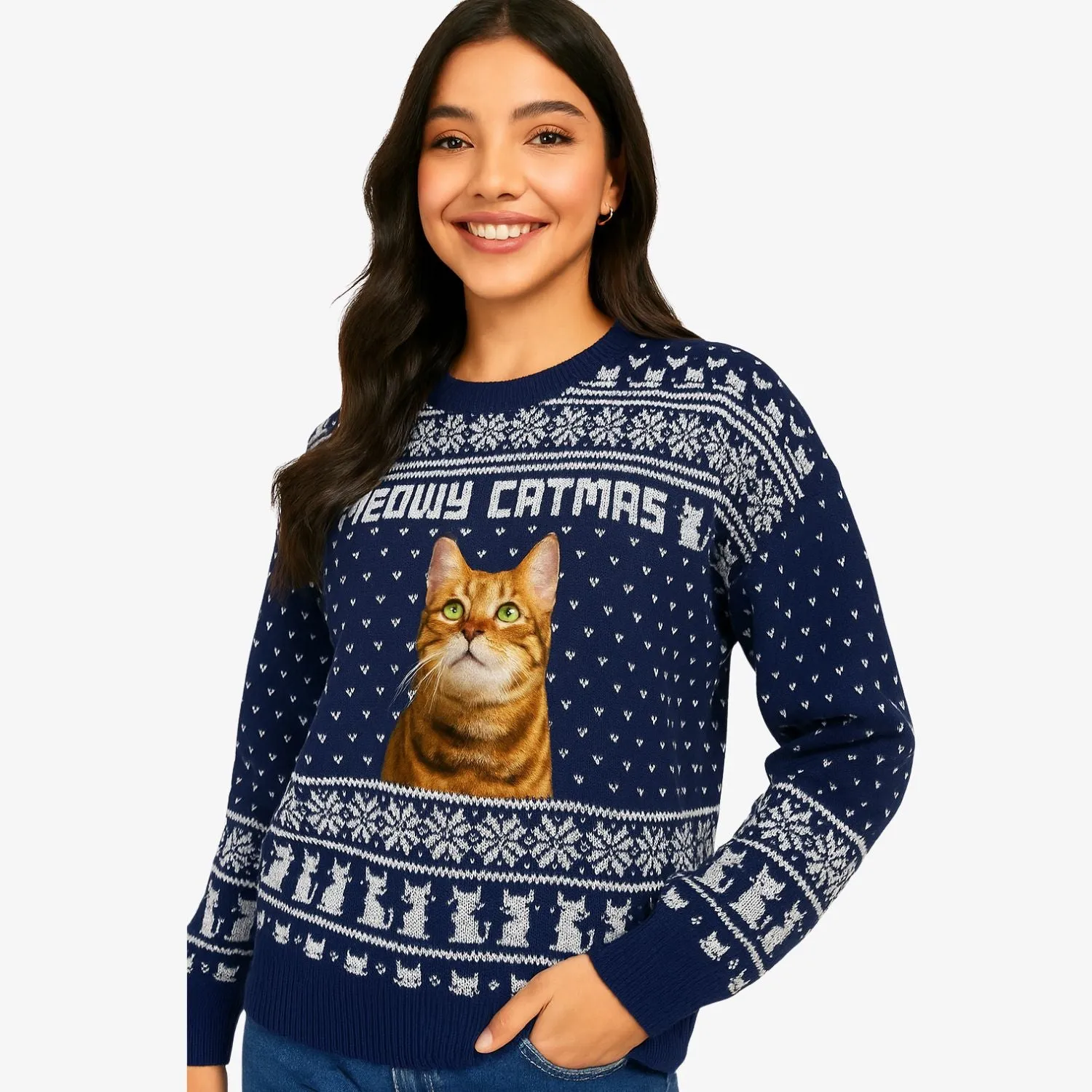 Meowy Catmas Funny Xmas Jumper sold by Super Socks product image thumbnail 3