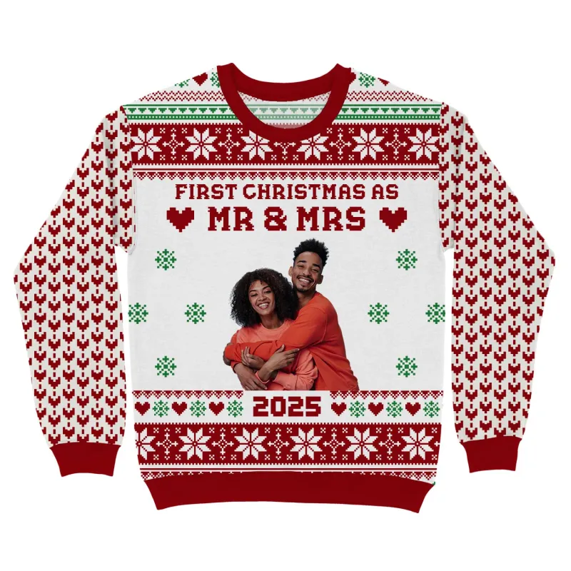 First Christmas as Mr & Mrs Personalised Christmas Jumper sold by Super Socks