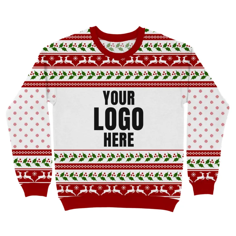 Your Logo Here Red Personalised Christmas Jumper made by Super Socks