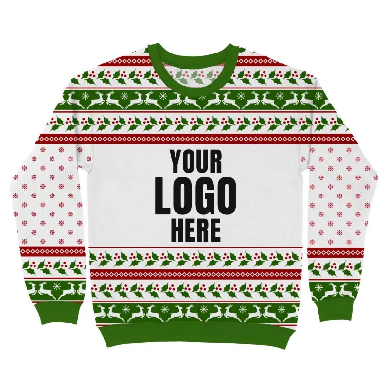 Your Logo Here Green Personalised Christmas Jumper sold by Super Socks