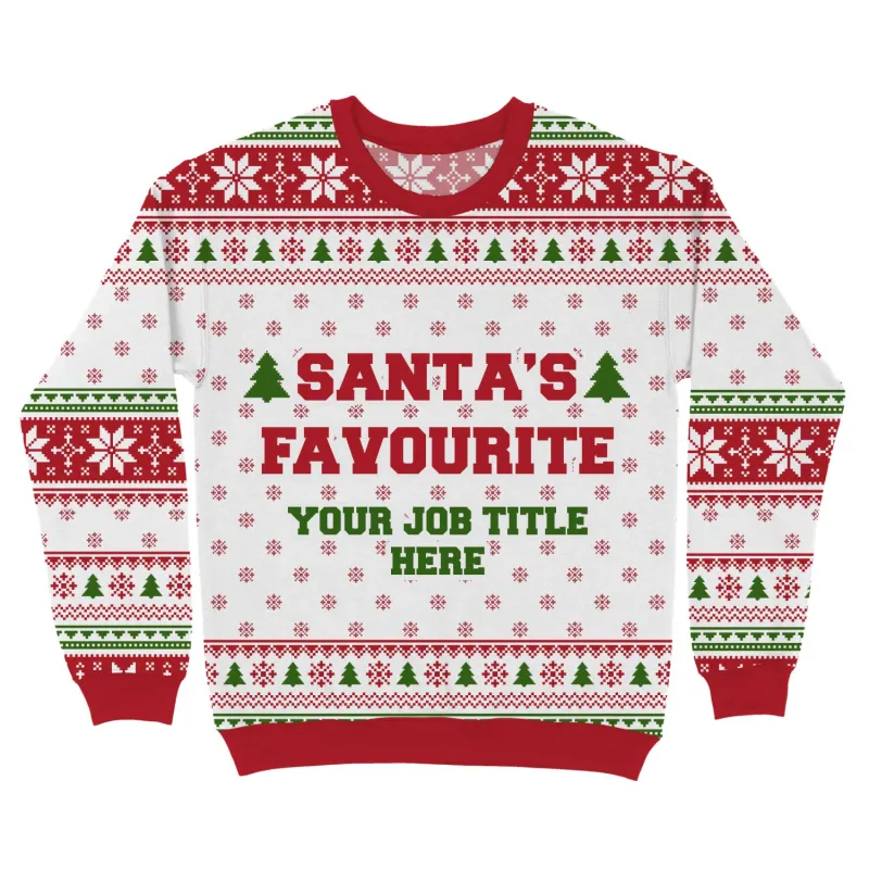 Santa's Favourite (Job Title Here) Personalised Christmas Jumper sold by Super Socks