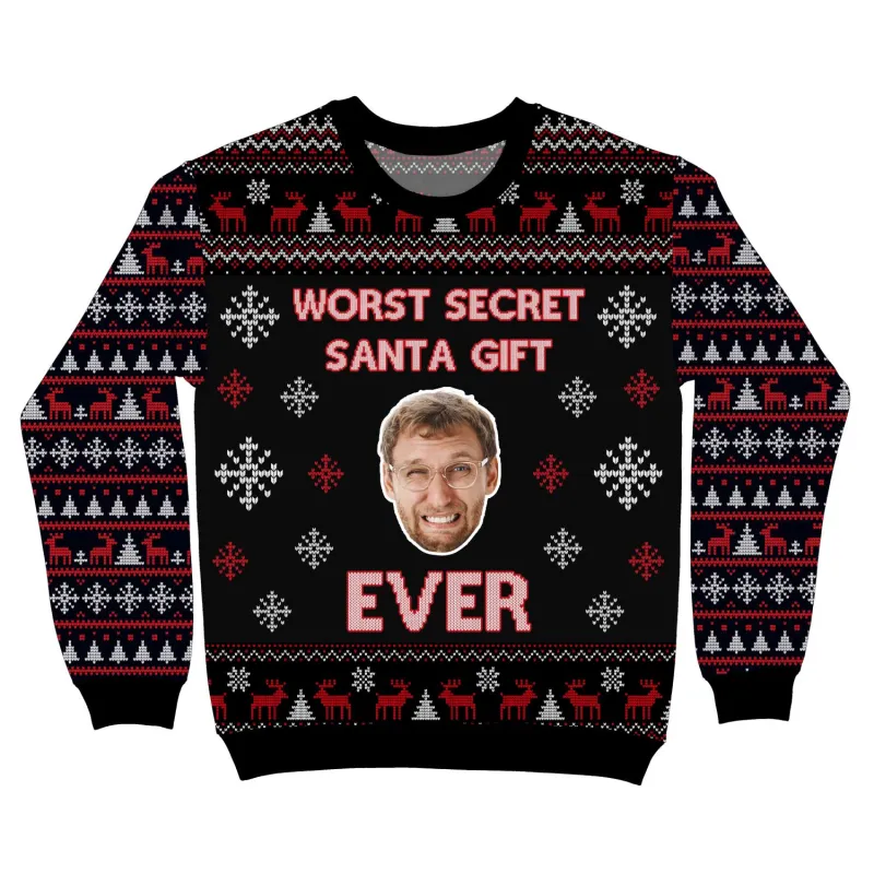 Worst Secret Santa Gift Ever Personalised Christmas Jumper sold by Super Socks