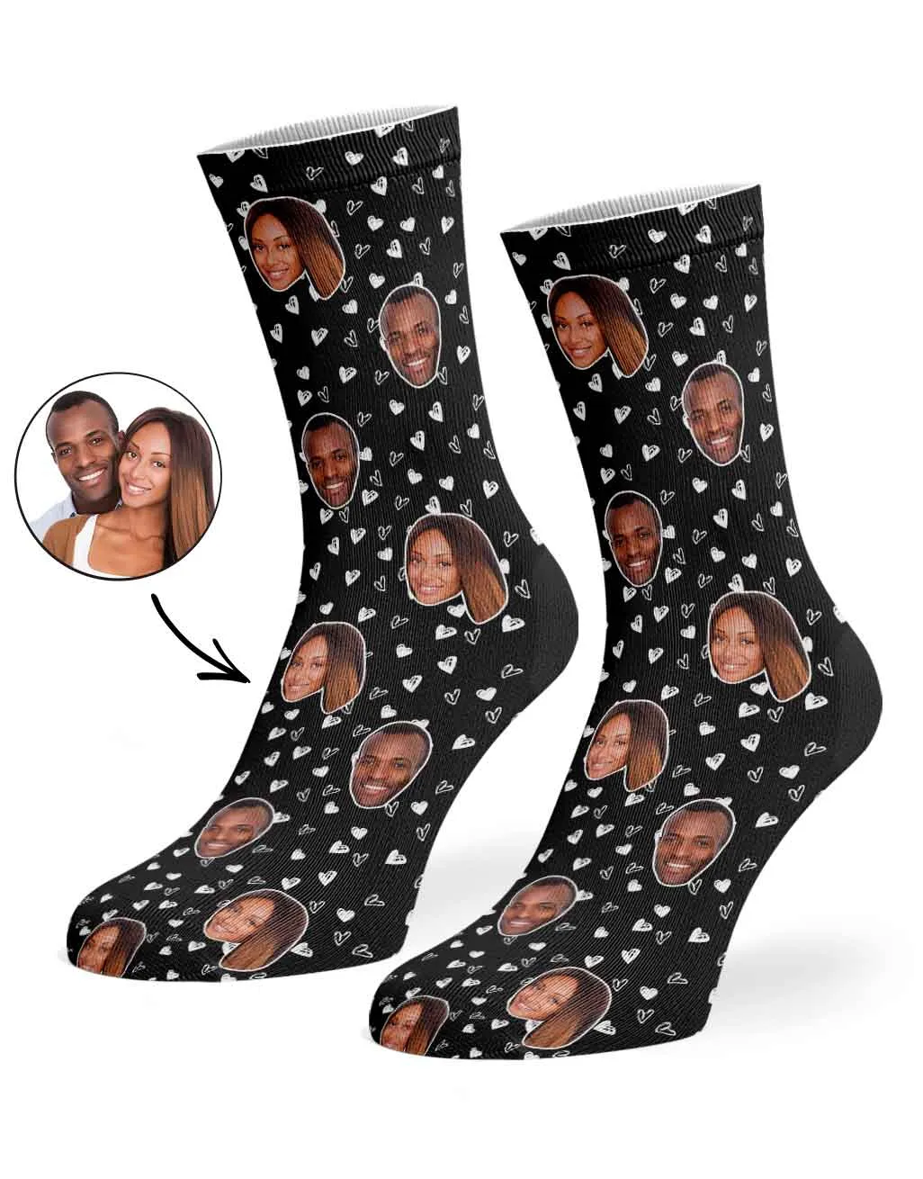 Couples Face Hearts Socks sold by Super Socks product image thumbnail 3