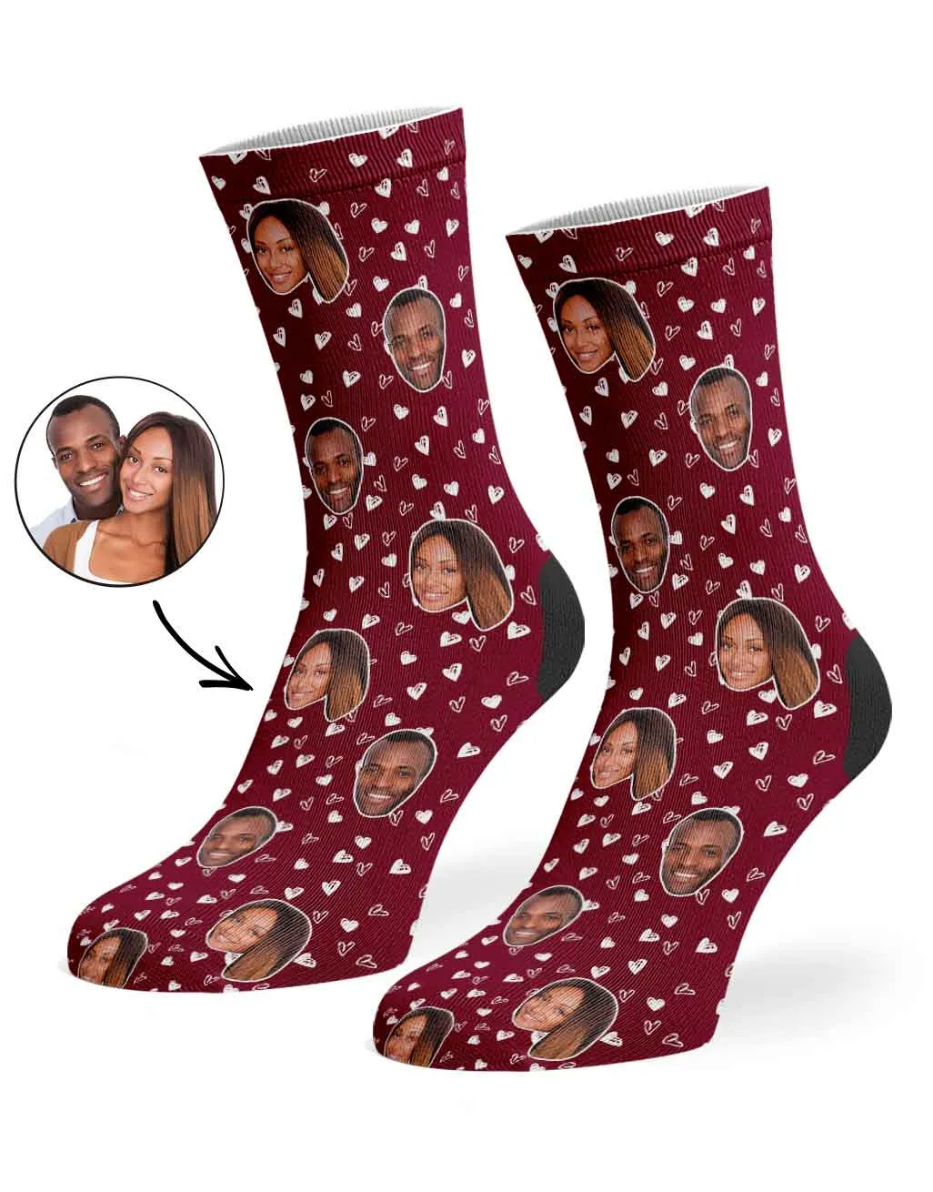 Couples Face Hearts Socks sold by Super Socks product image thumbnail 4