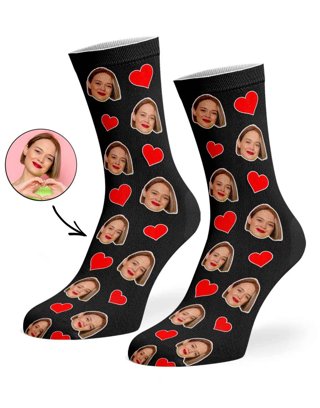 Face Hearts Socks sold by Super Socks product image thumbnail 2