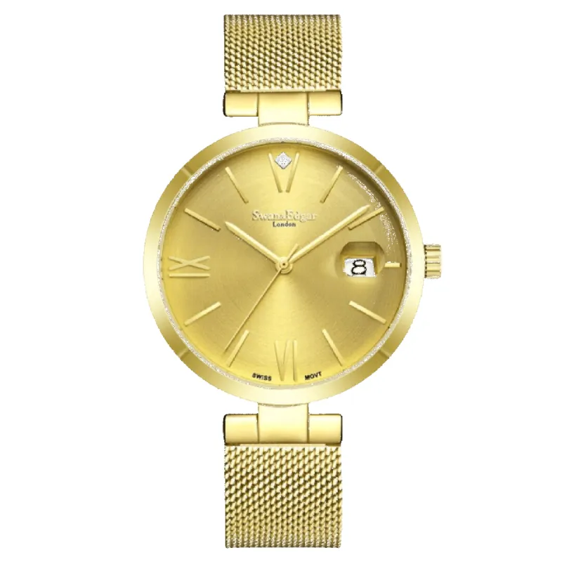Ladies Pastel Diamond Swiss Quartz Gold sold by Swan and Edgar