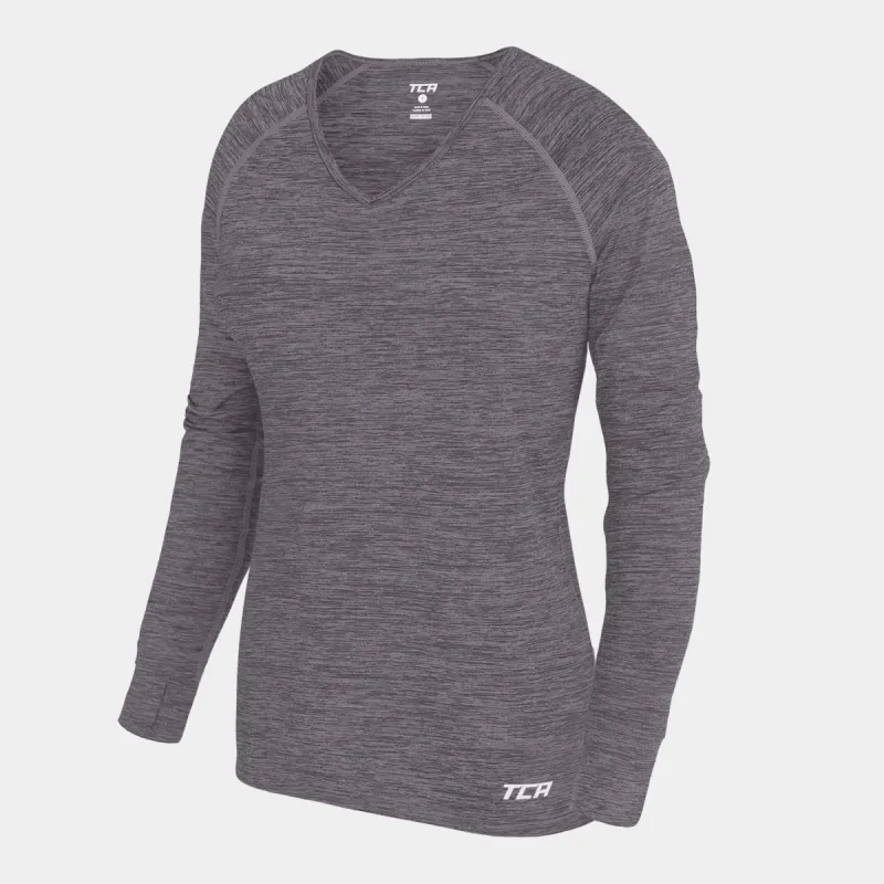 Elle Long Sleeve V Neck Top For Women With Thumbholes sold by TCA