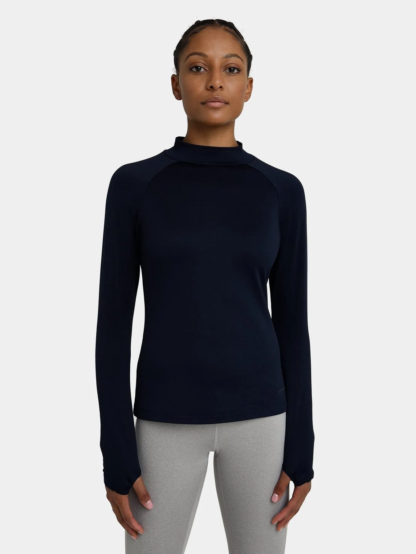Bliss SuperThermal Long Sleeve Running Mock Neck Top For Women With Thumbholes & Brushed Inner Fabric sold by TCA