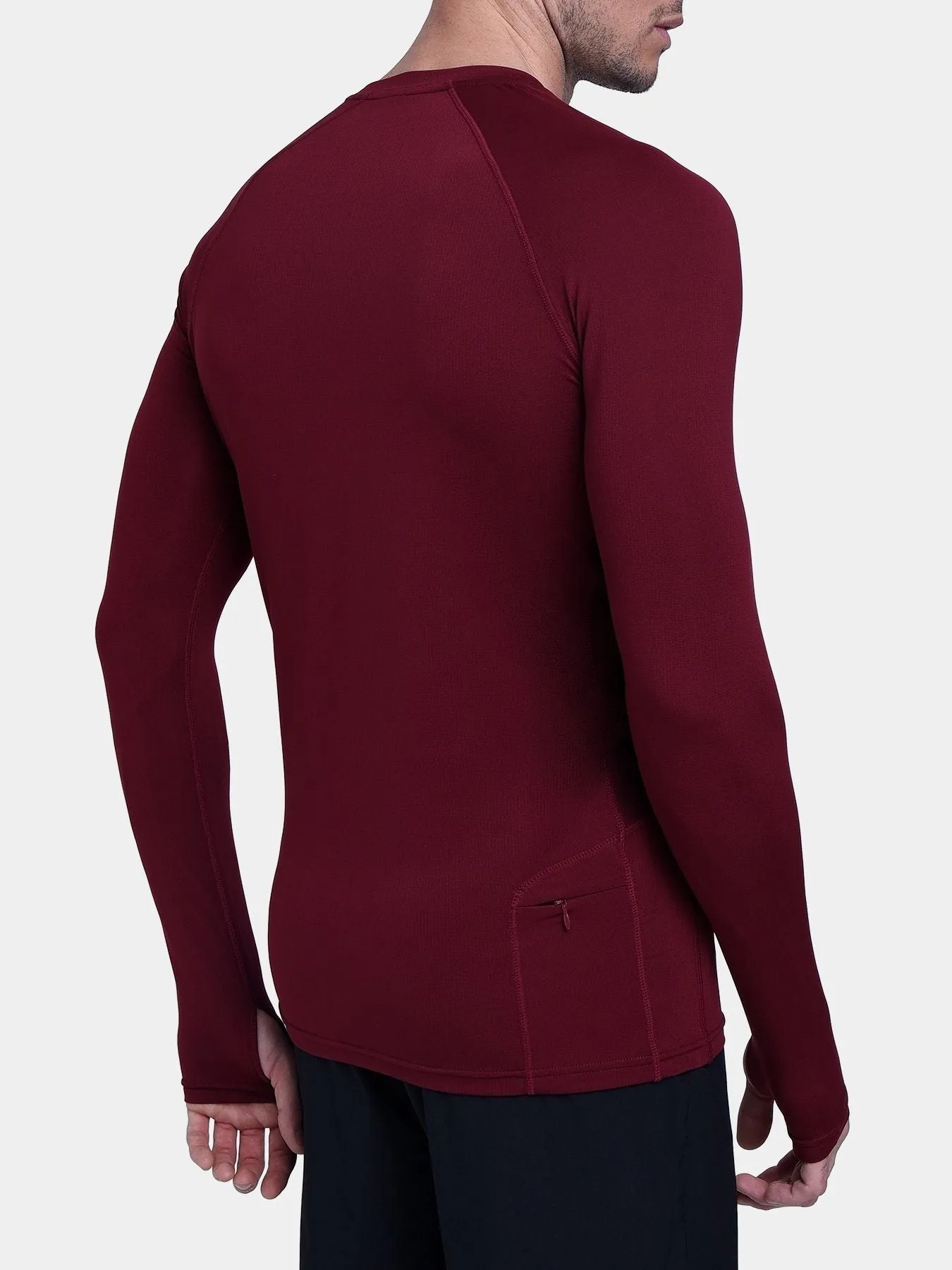 Stamina Long Sleeve Crew Neck Running Top For Men With Thumbholes & Back Zip Pocket sold by TCA product image thumbnail 2