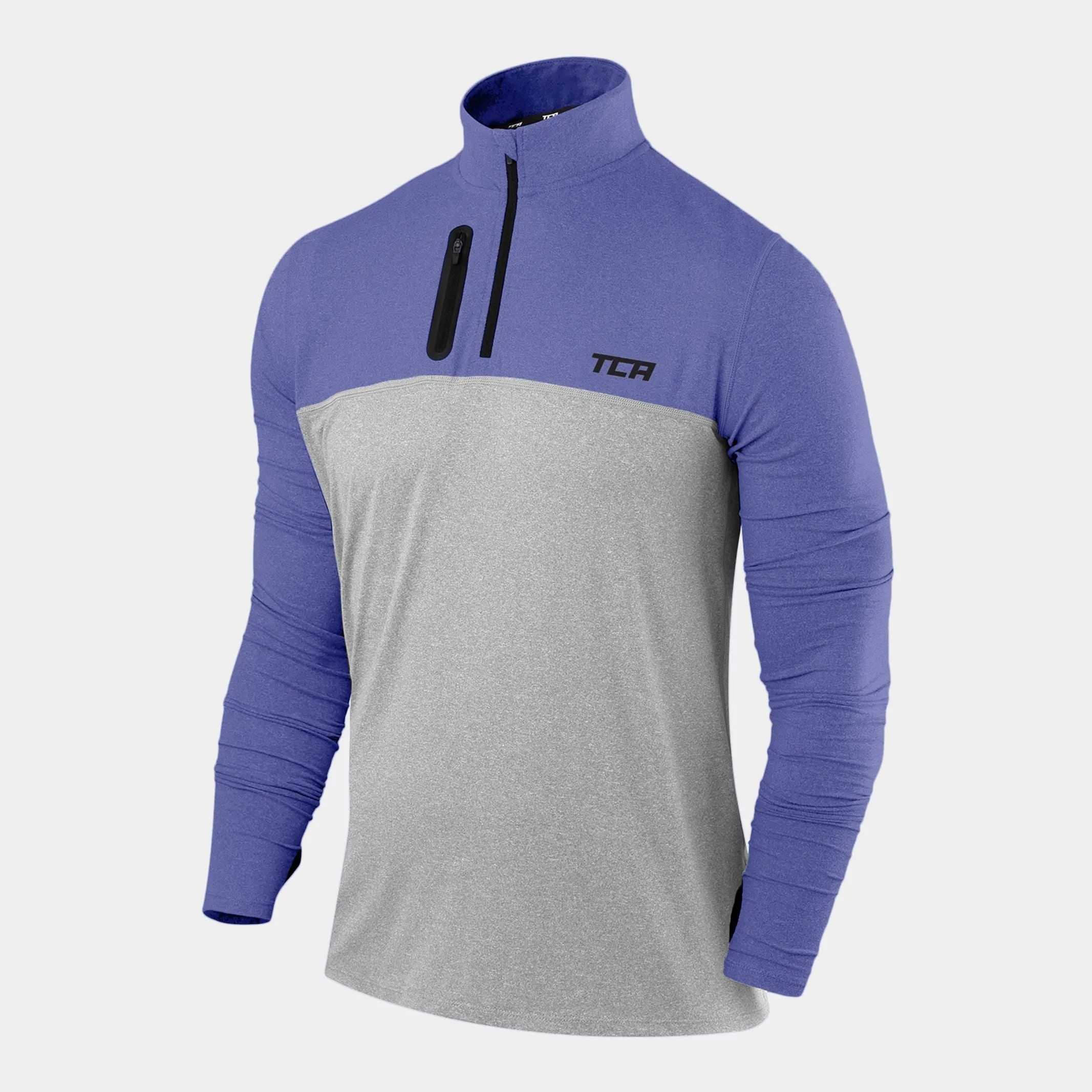 Fusion Half Zip Running Top For Men With Thumbholes & Chest Zip Pocket sold by TCA product image thumbnail 4