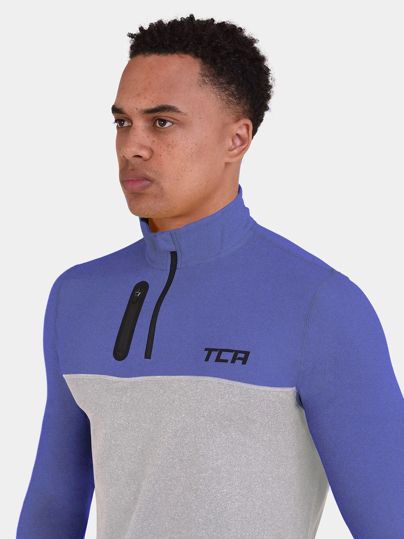 Fusion Half Zip Running Top For Men With Thumbholes & Chest Zip Pocket sold by TCA product image thumbnail 3