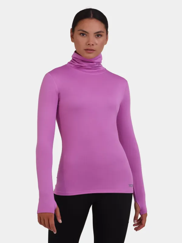 Warm-Up Thermal Long Sleeve Funnel Neck Top For Women With Brushed Inner Fabric, Thumbholes & Reflective Strips sold by TCA