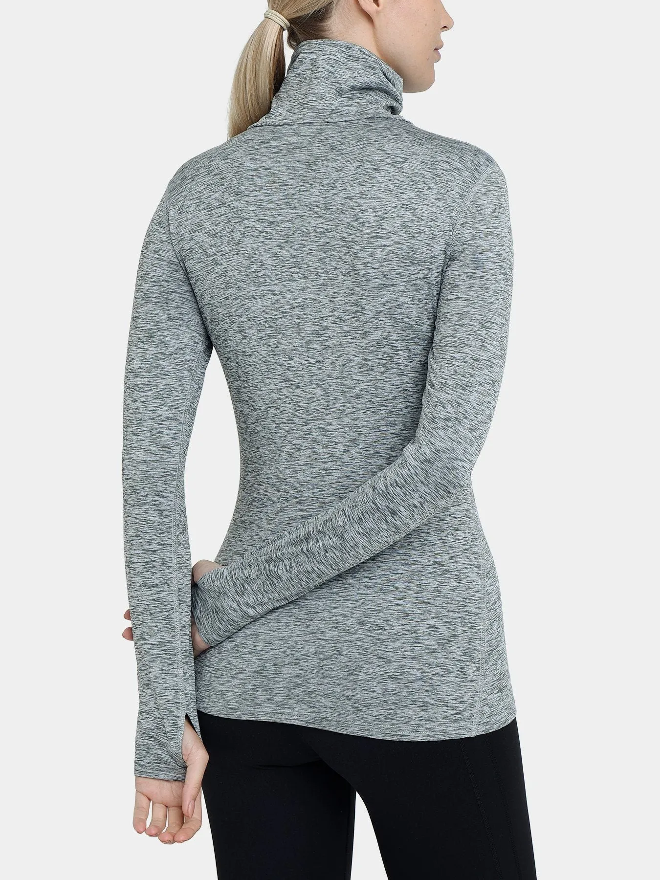 Warm-Up Thermal Long Sleeve Funnel Neck Top For Women With Brushed Inner Fabric, Thumbholes & Reflective Strips sold by TCA product image thumbnail 5