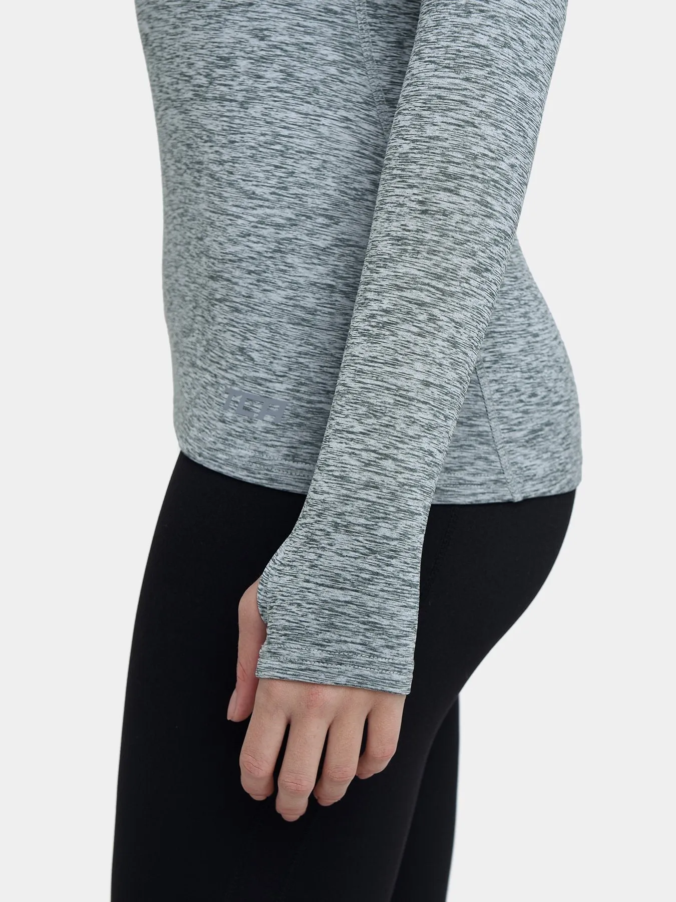 Warm-Up Thermal Long Sleeve Funnel Neck Top For Women With Brushed Inner Fabric, Thumbholes & Reflective Strips sold by TCA product image thumbnail 3
