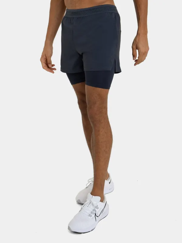 Flyweight 2-in-1 Running Short For Men With Side & Back Zip Pockets & Internal Compression Lining With Pocket sold by TCA