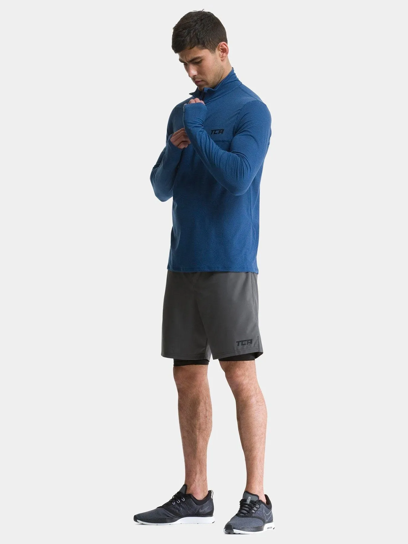 Fusion Half Zip Running Top For Men With Thumbholes & Chest Zip Pocket sold by TCA product image thumbnail 3