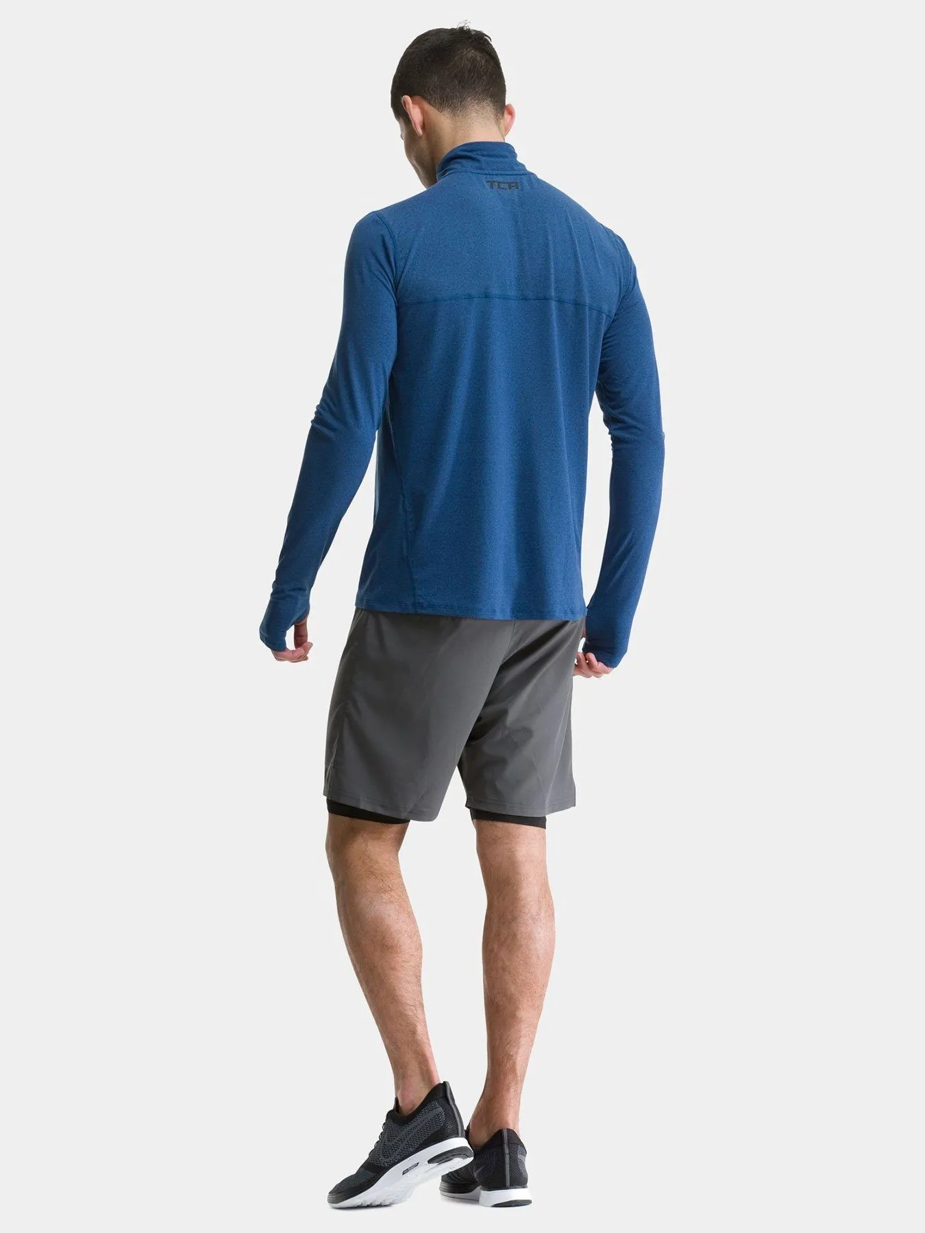 Fusion Half Zip Running Top For Men With Thumbholes & Chest Zip Pocket sold by TCA product image thumbnail 2