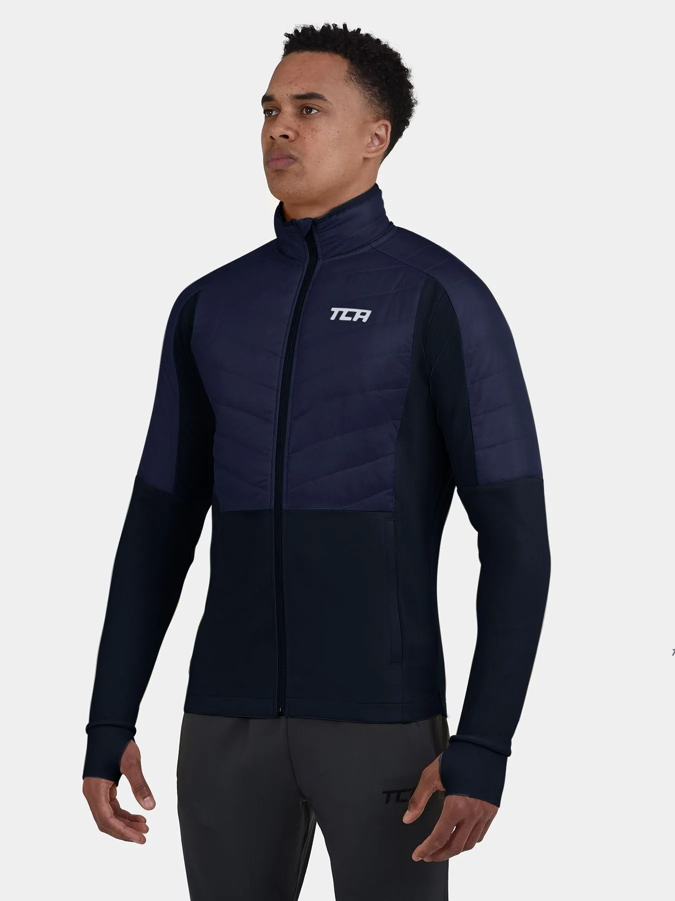 Excel Running Padded Packable Hooded Jacket For Men With Thumbholes, Underarm Ventilation Zips, Zip Pockets & Reflective Strips sold by TCA