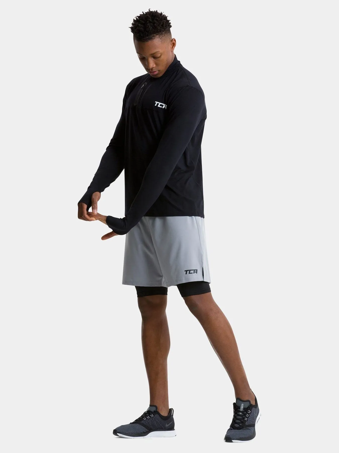 Fusion Half Zip Running Top For Men With Thumbholes & Chest Zip Pocket sold by TCA product image thumbnail 4