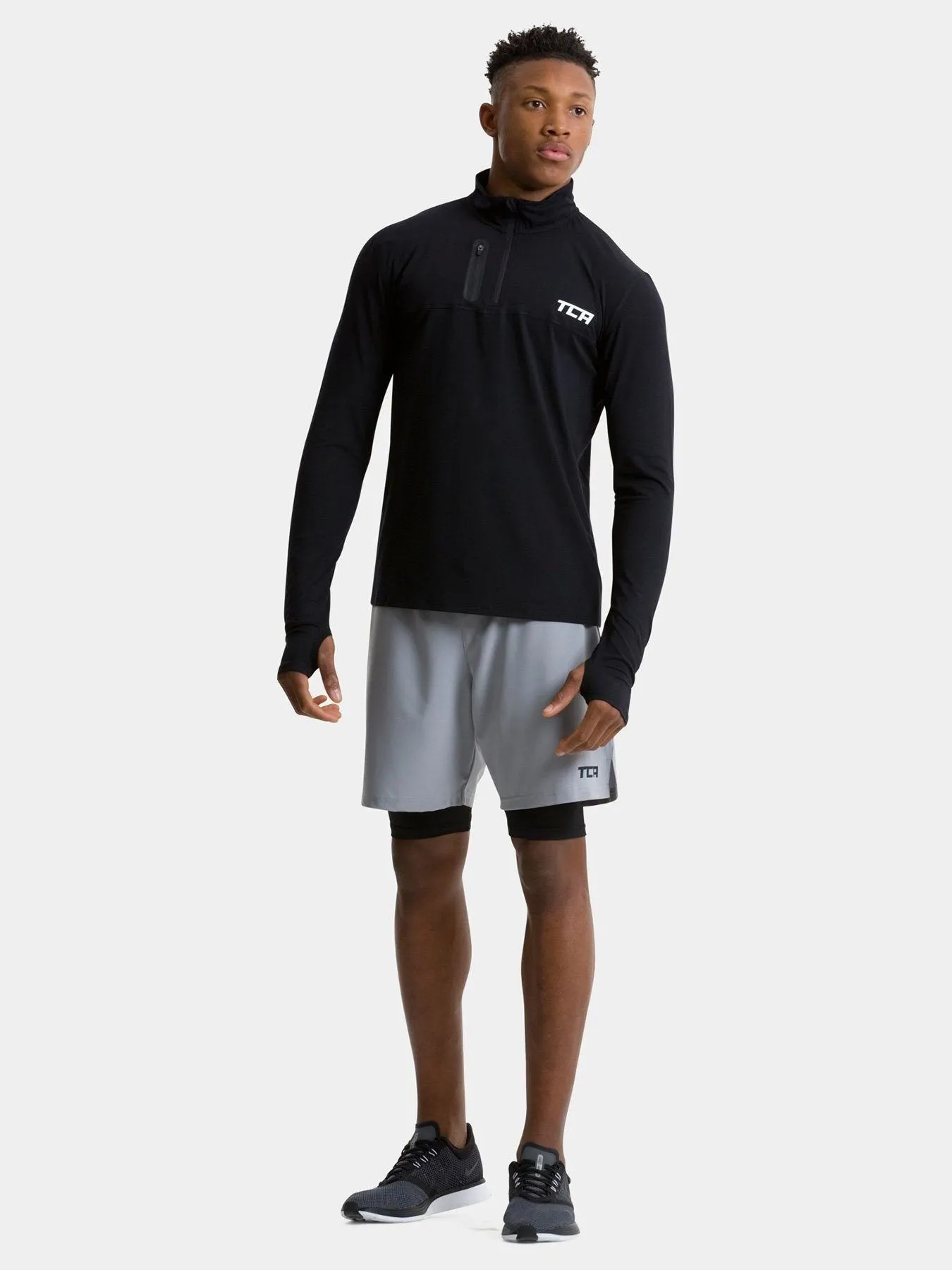 Fusion Half Zip Running Top For Men With Thumbholes & Chest Zip Pocket sold by TCA product image thumbnail 5