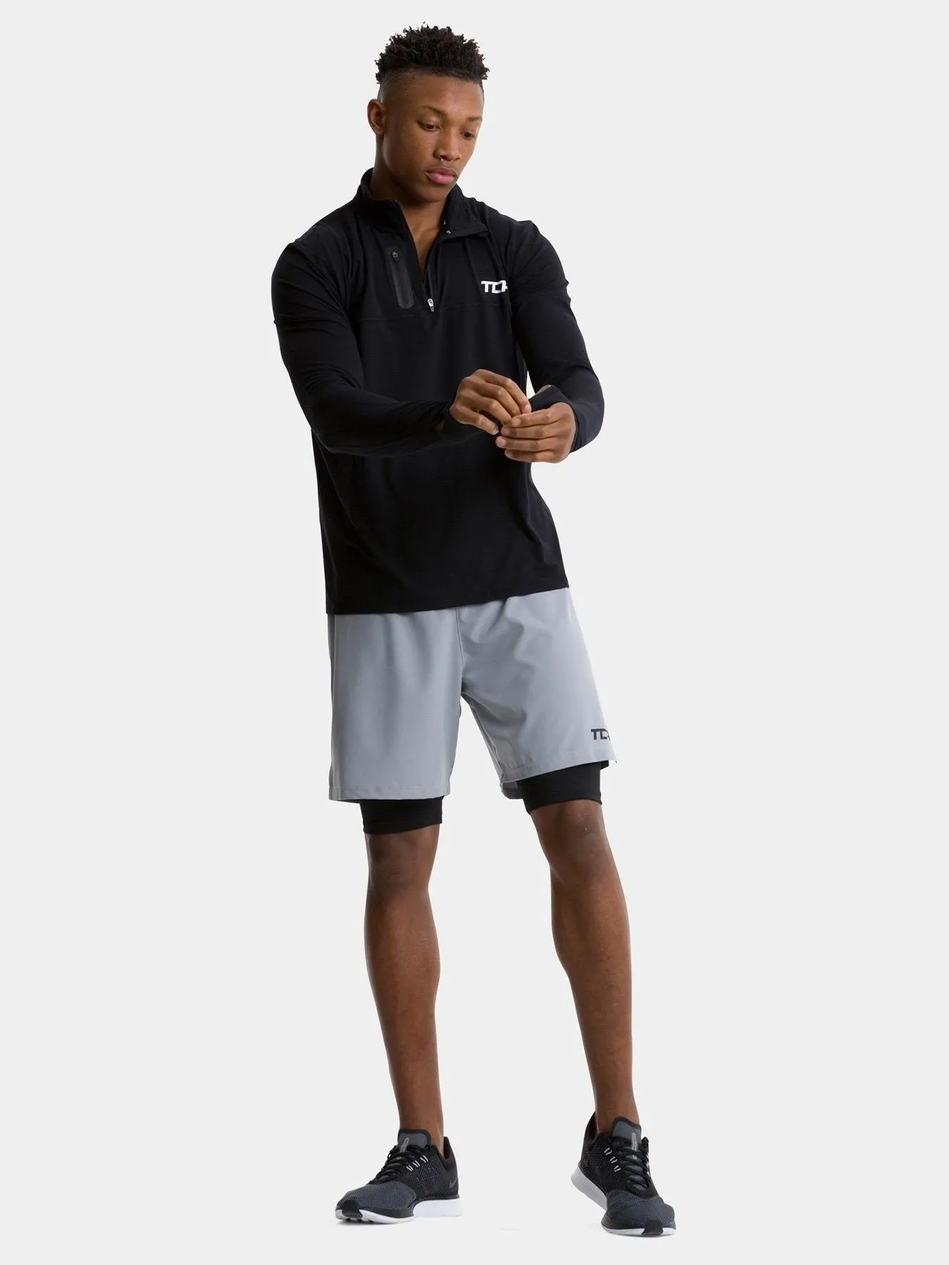 Fusion Half Zip Running Top For Men With Thumbholes & Chest Zip Pocket sold by TCA