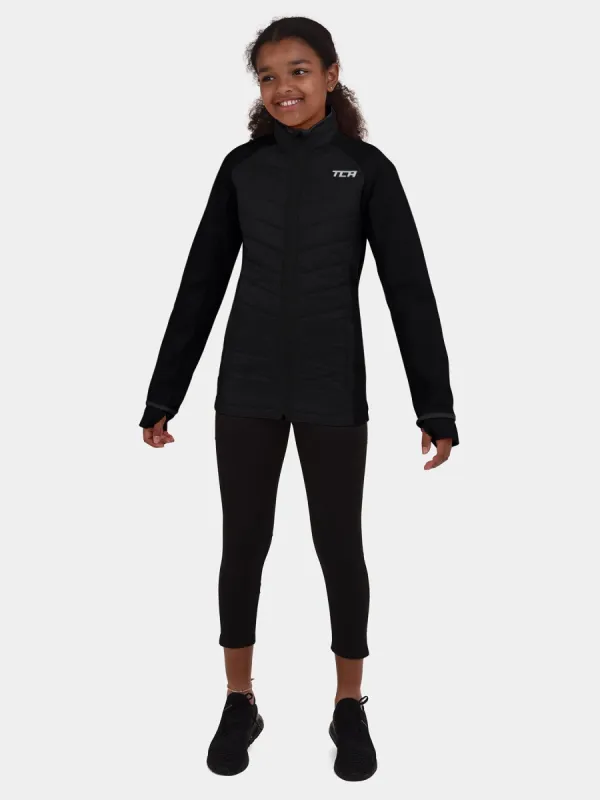 Excel Running Padded Packable Hooded Jacket For Girls With Thumbholes, Underarm Ventilation Zips, Zip Pockets & Reflective Strips sold by TCA